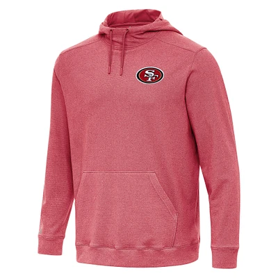 Men's Antigua Heather Scarlet San Francisco 49ers Cloud Pullover Hoodie