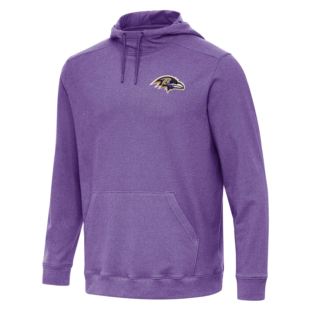 Men's Antigua Heather Purple Baltimore Ravens Cloud Pullover Hoodie