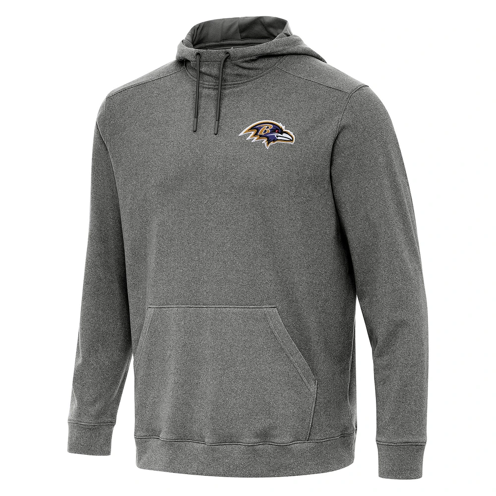 Men's Antigua Heather Black Baltimore Ravens Cloud Pullover Hoodie