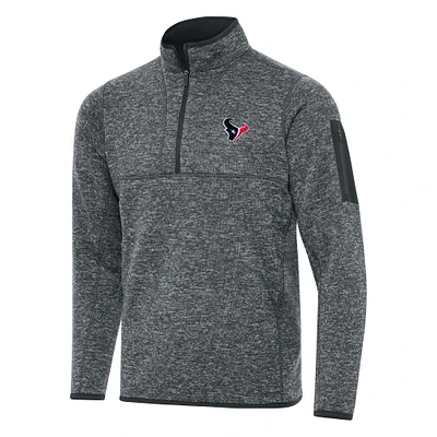 Men's Antigua Heather Charcoal Houston Texans Fortune Quarter-Zip Pullover Jacket