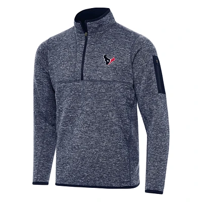 Men's Antigua Heather Navy Houston Texans Fortune Quarter-Zip Pullover Jacket