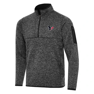 Men's Antigua Heather Houston Texans Fortune Quarter-Zip Pullover Jacket