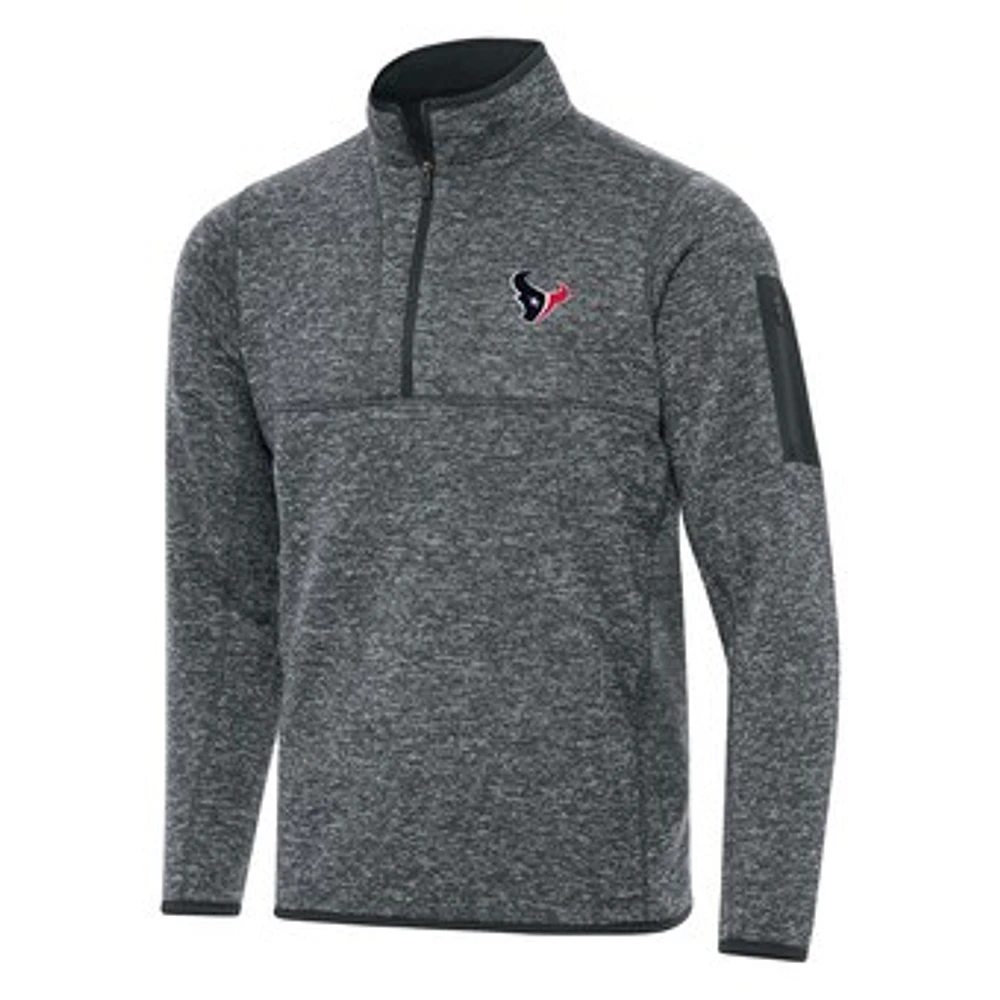 Men's Antigua Heather Charcoal Houston Texans Fortune Big & Tall Quarter-Zip Pullover Jacket