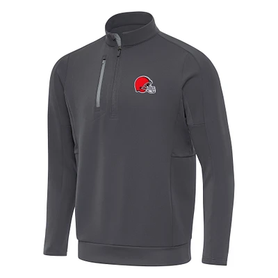 Men's Antigua Pewter Cleveland Browns Generation Quarter-Zip Pullover Top