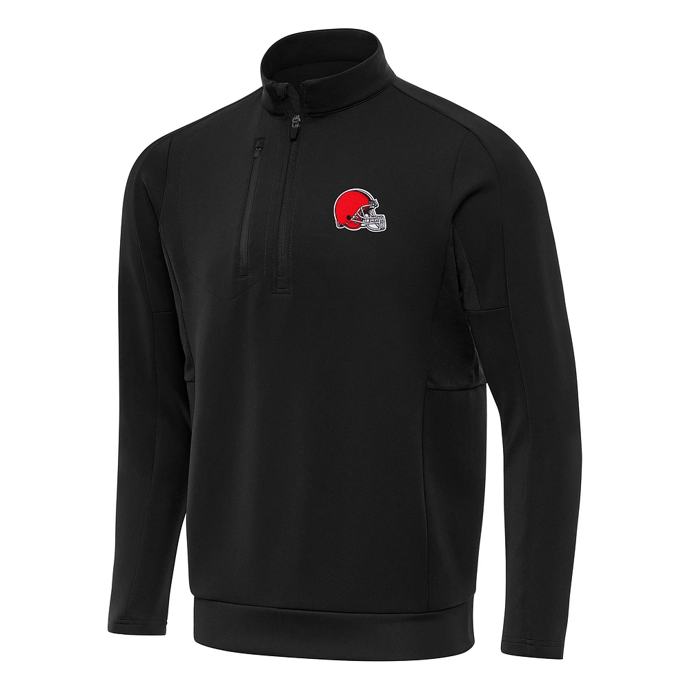 Men's Antigua Black Cleveland Browns Generation Quarter-Zip Pullover Top