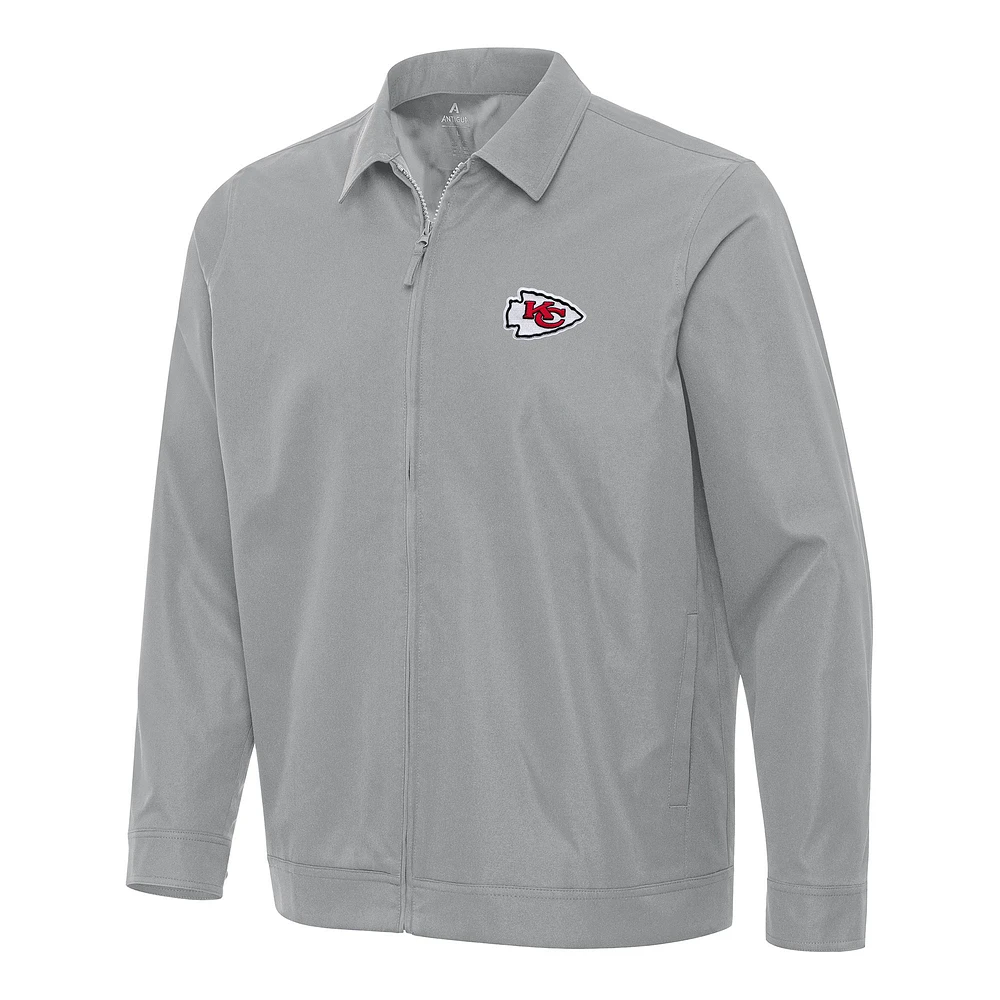 Men's Antigua Gray Kansas City Chiefs Pivot Full-Zip Jacket
