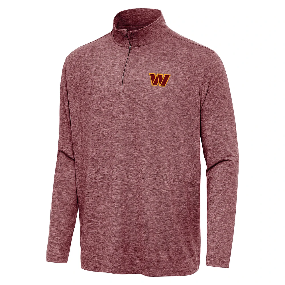 Men's Antigua Heather Burgundy Washington Commanders Hunk Quarter-Zip Jacket