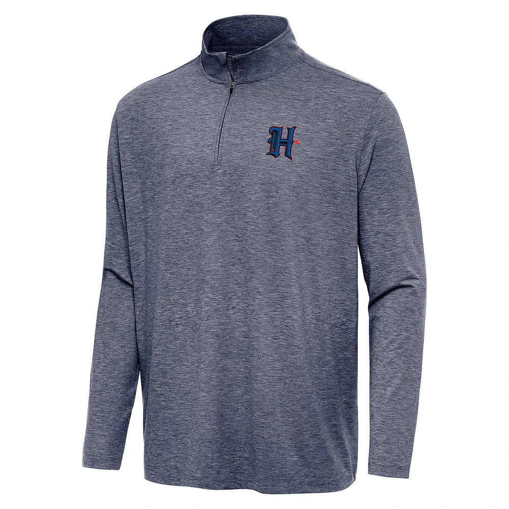 Men's Antigua Heather Navy Houston Texans Hunk Quarter-Zip Jacket