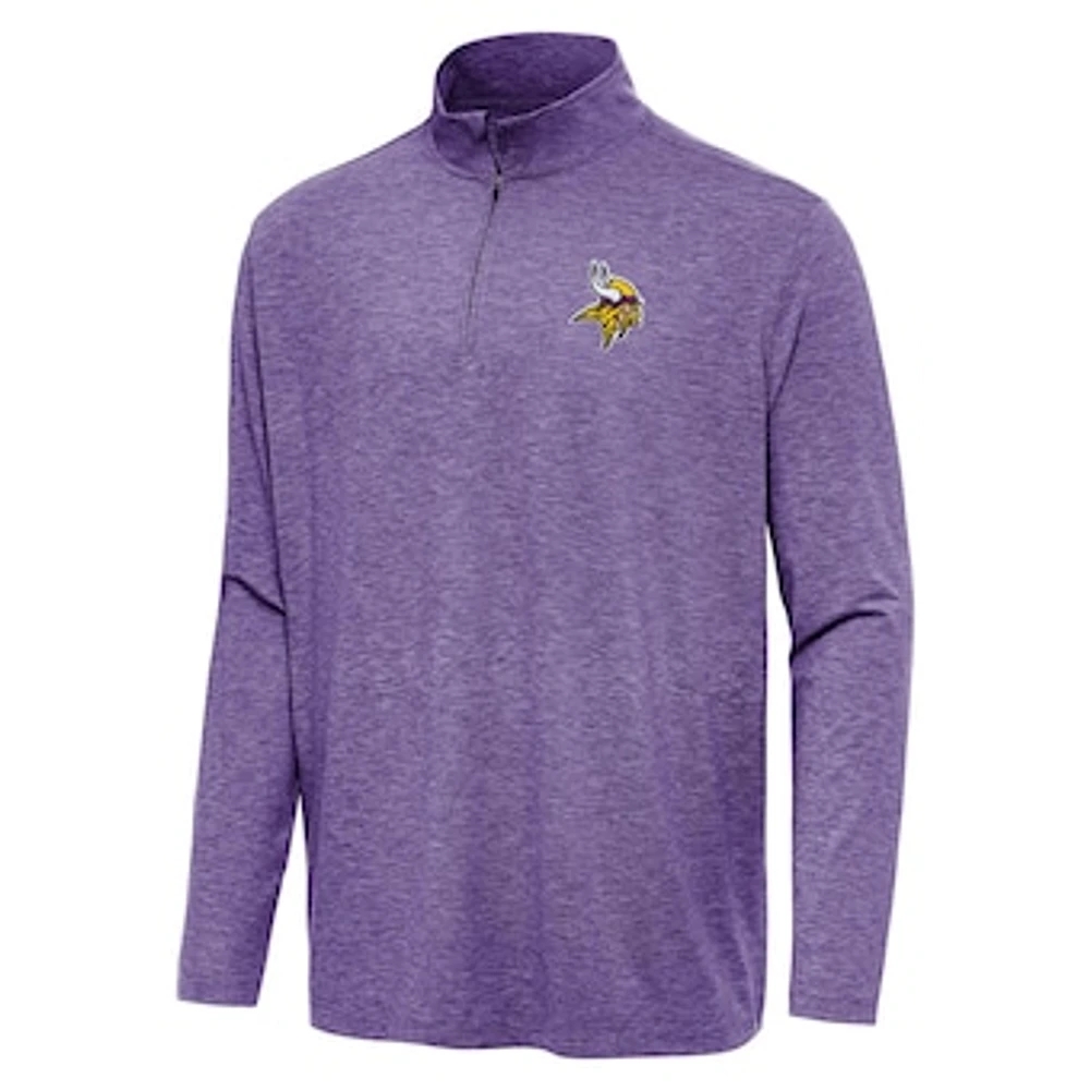 Men's Antigua Heather Purple Minnesota Vikings Hunk Quarter-Zip Jacket