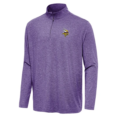 Men's Antigua Heather Purple Minnesota Vikings Hunk Quarter-Zip Jacket