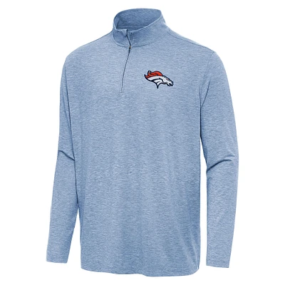 Men's Antigua Heather Royal Denver Broncos Hunk Quarter-Zip Jacket