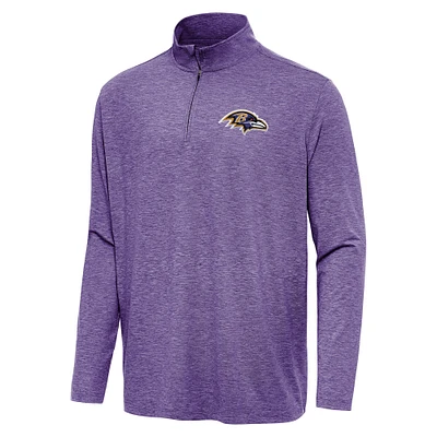 Men's Antigua Heather Purple Baltimore Ravens Hunk Quarter-Zip Jacket