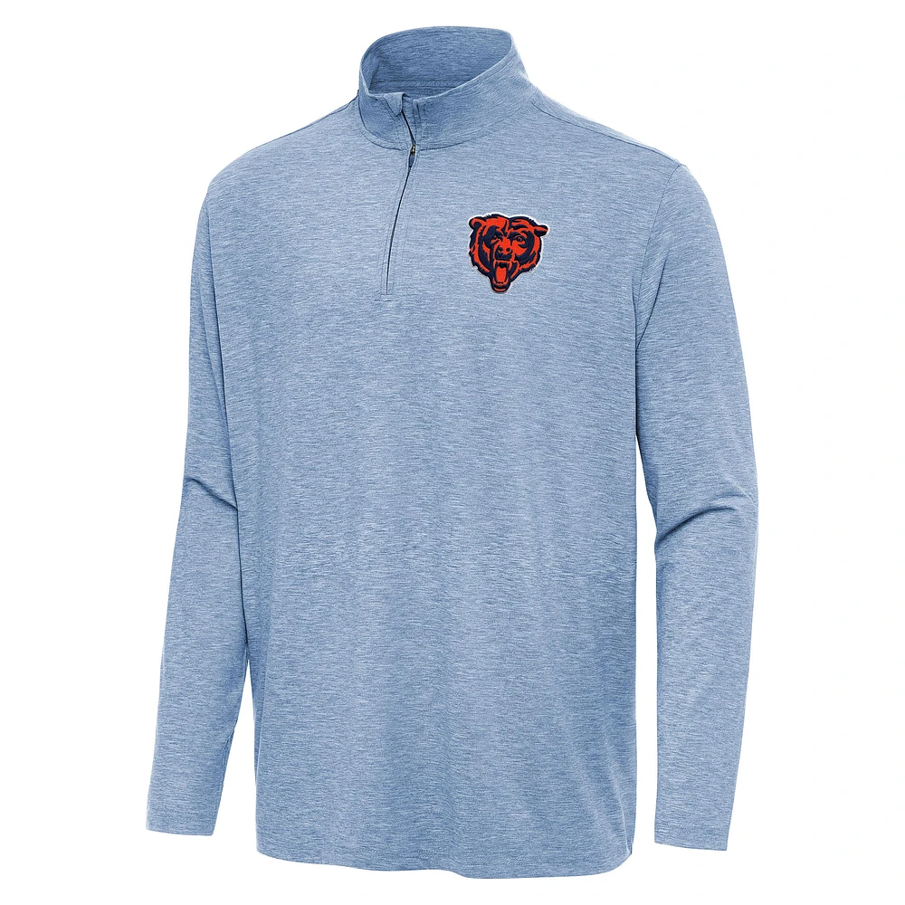Men's Antigua Heather Royal Chicago Bears Hunk Quarter-Zip Jacket