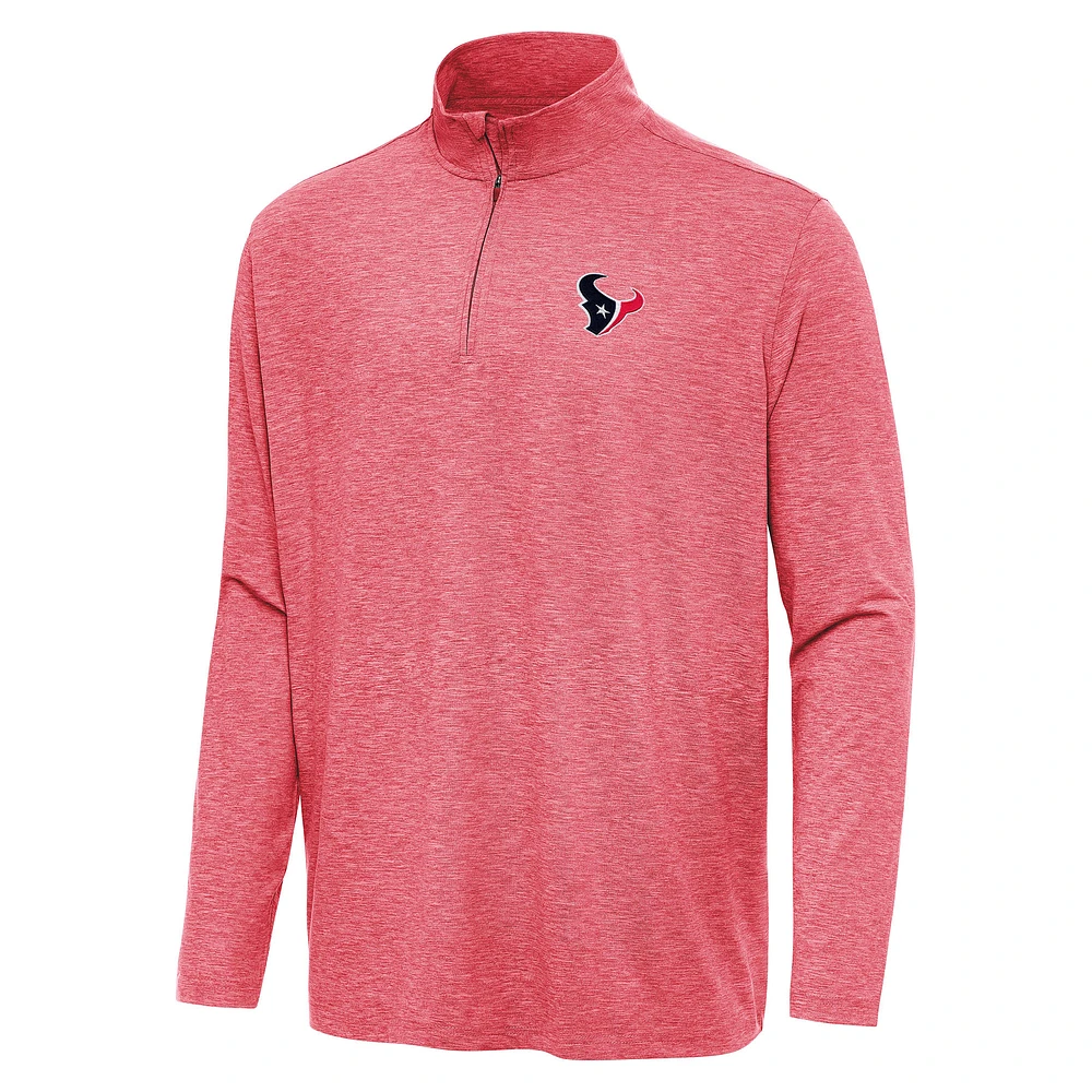 Men's Antigua Heather Red Houston Texans Hunk Quarter-Zip Jacket