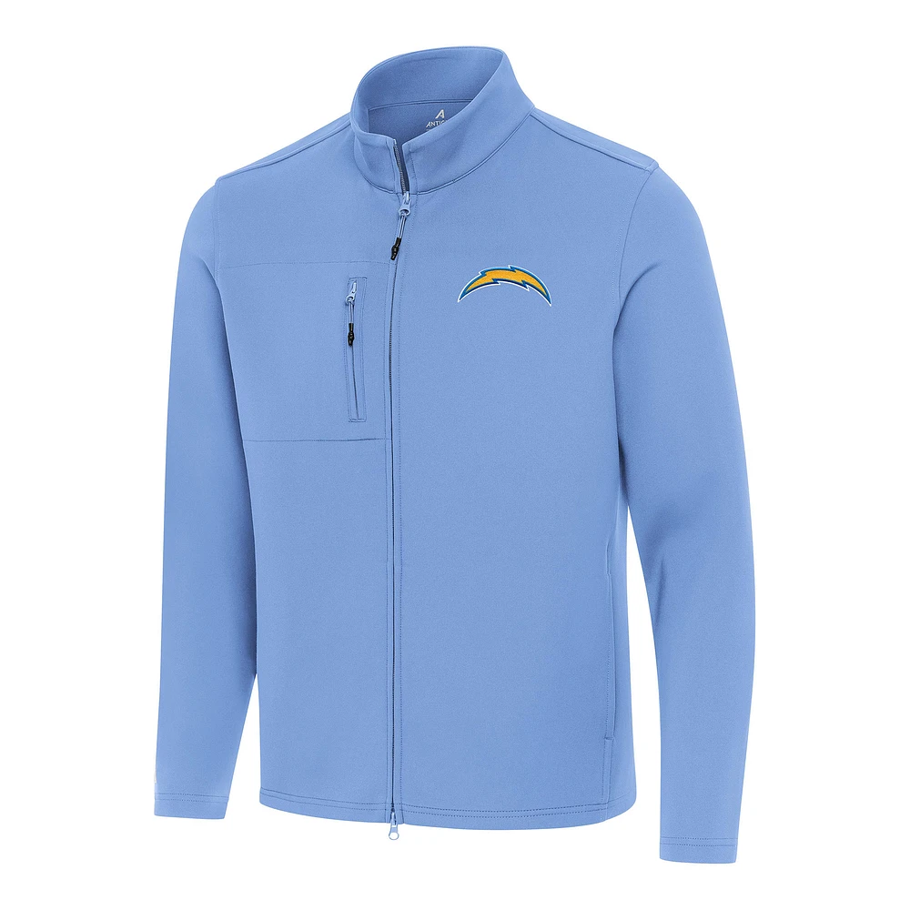 Men's Antigua Powder Blue Los Angeles Chargers Objection Full-Zip Jacket