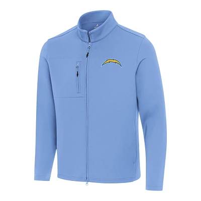Men's Antigua Powder Blue Los Angeles Chargers Objection Full-Zip Jacket