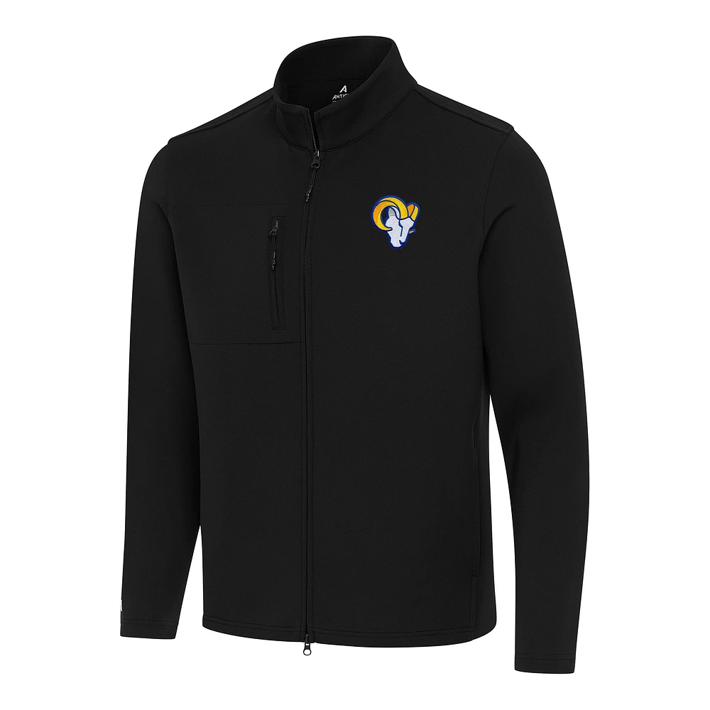 Men's Antigua Black Los Angeles Rams Objection Full-Zip Jacket