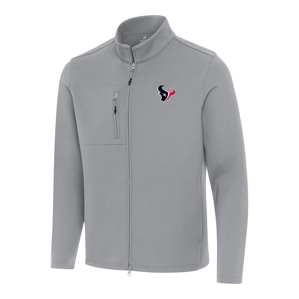 Men's Antigua Gray Houston Texans Objection Full-Zip Jacket