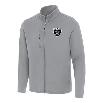 Men's Antigua Gray Las Vegas Raiders Objection Full-Zip Jacket
