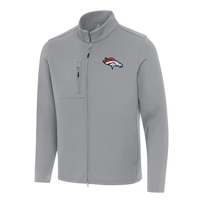 Men's Antigua Gray Denver Broncos Objection Full-Zip Jacket