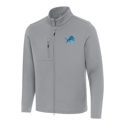 Men's Antigua Gray Detroit Lions Objection Full-Zip Jacket
