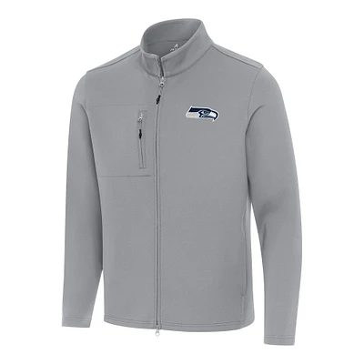 Men's Antigua Gray Seattle Seahawks Objection Full-Zip Jacket