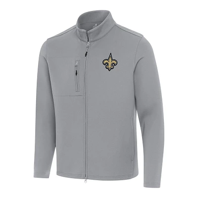 Men's Antigua Gray New Orleans Saints Objection Full-Zip Jacket