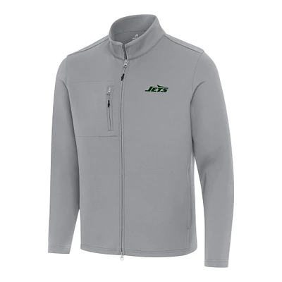 Men's Antigua Gray New York Jets Objection Full-Zip Jacket