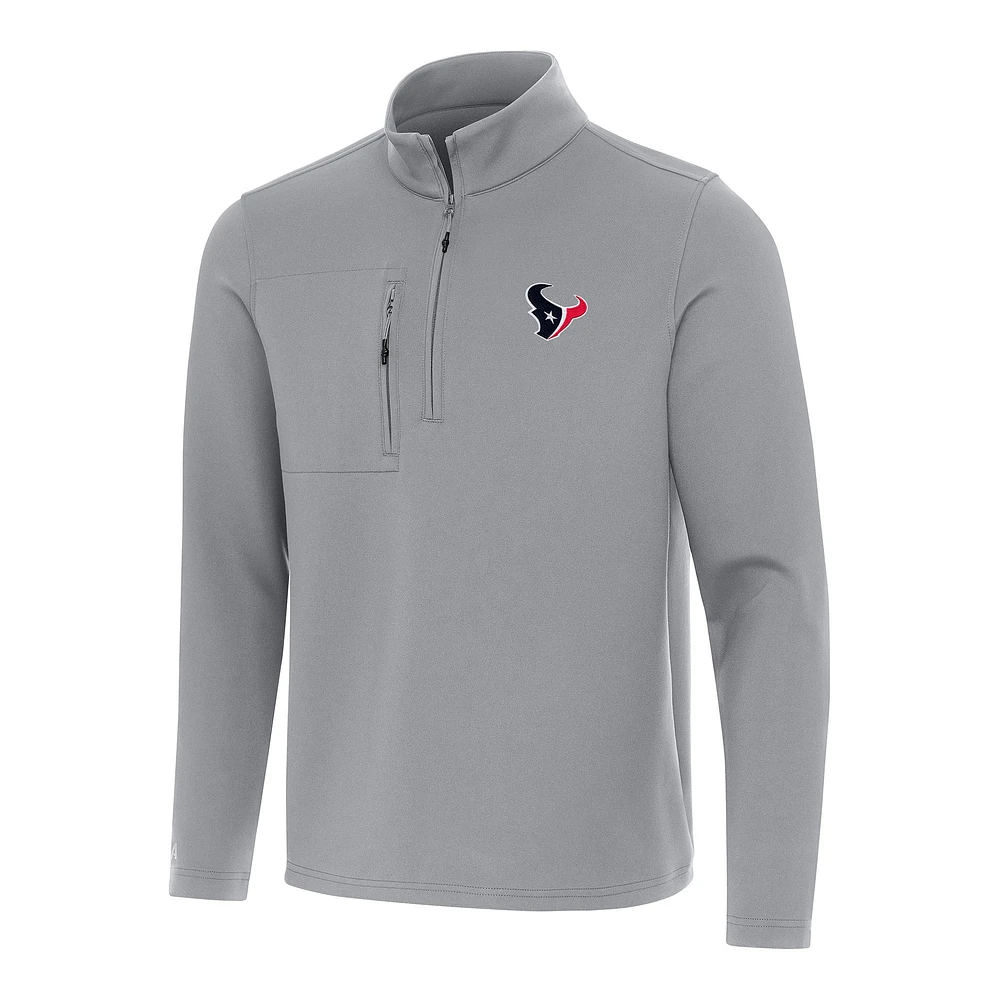 Men's Antigua Gray Houston Texans Insider Quarter-Zip Pullover Top