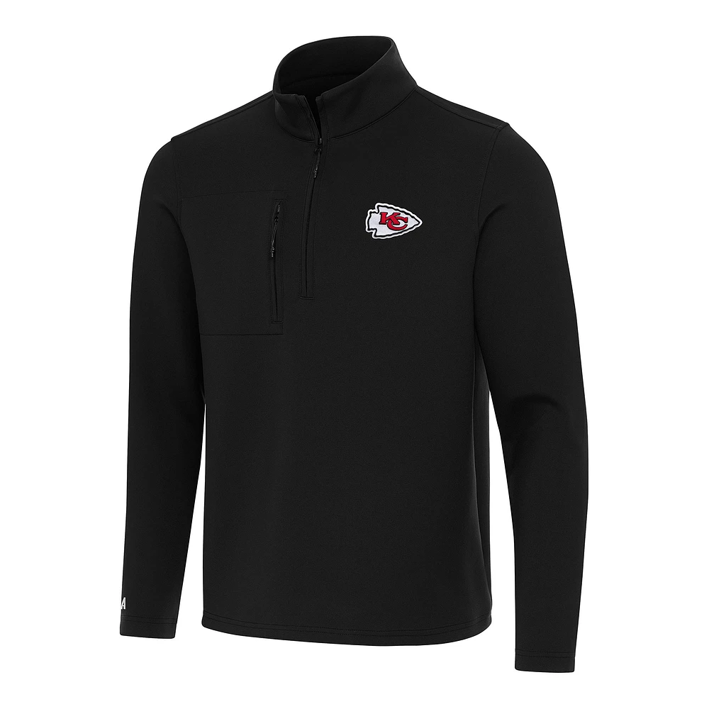 Men's Antigua Black Kansas City Chiefs Insider Quarter-Zip Pullover Top