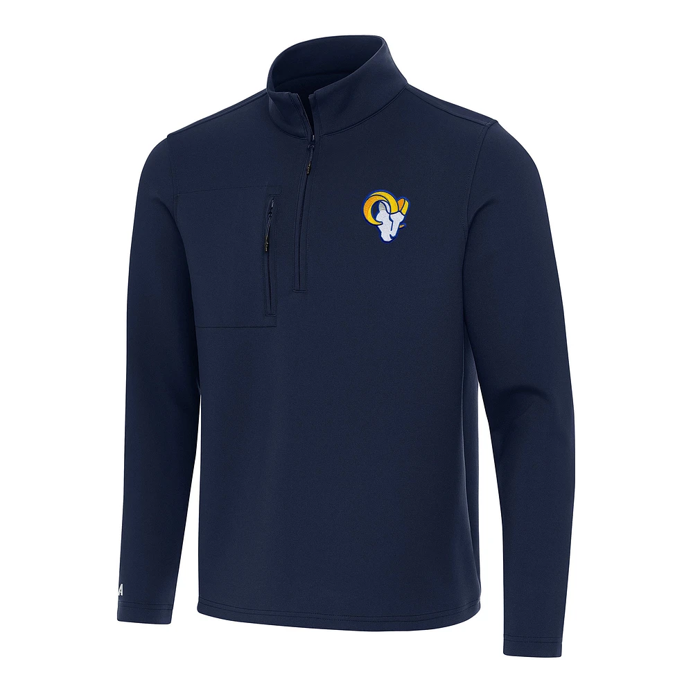 Men's Antigua Navy Los Angeles Rams Insider Quarter-Zip Pullover Top