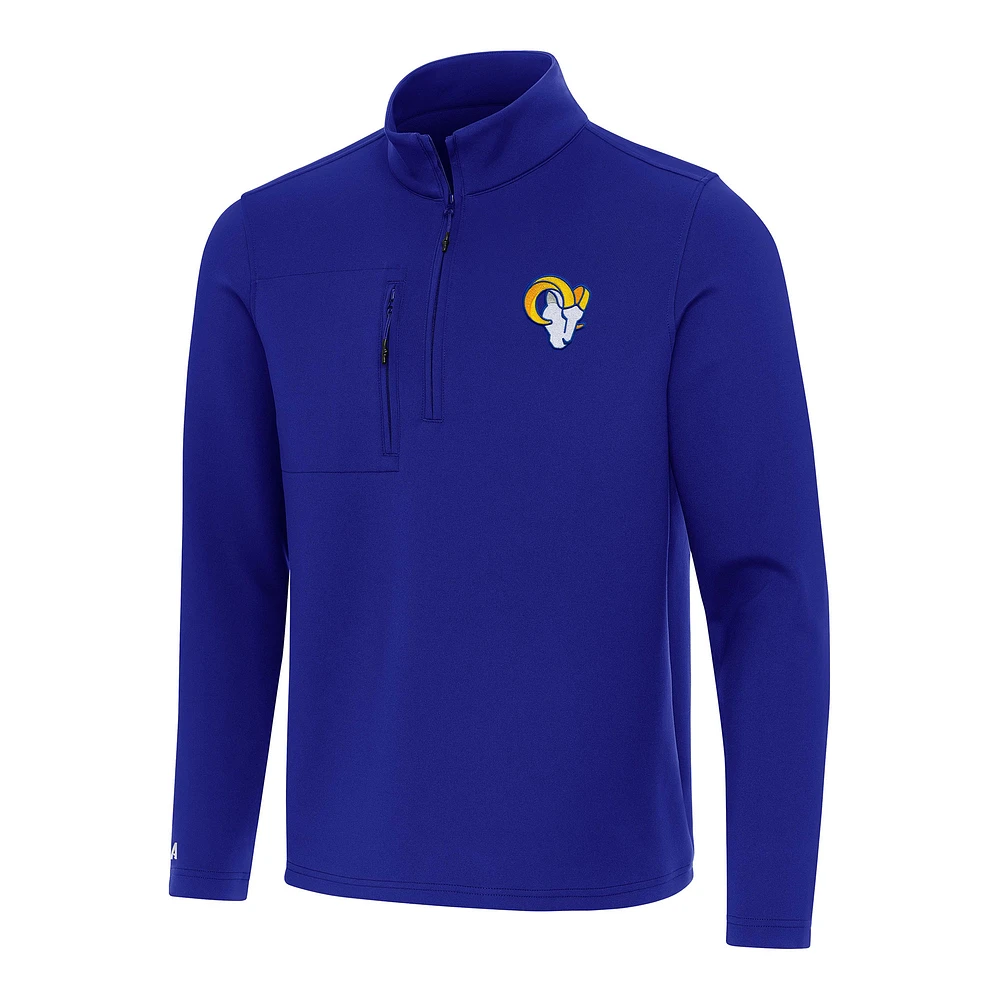 Men's Antigua Royal Los Angeles Rams Insider Quarter-Zip Pullover Top