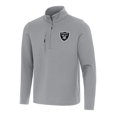Men's Antigua Gray Las Vegas Raiders Insider Quarter-Zip Pullover Top