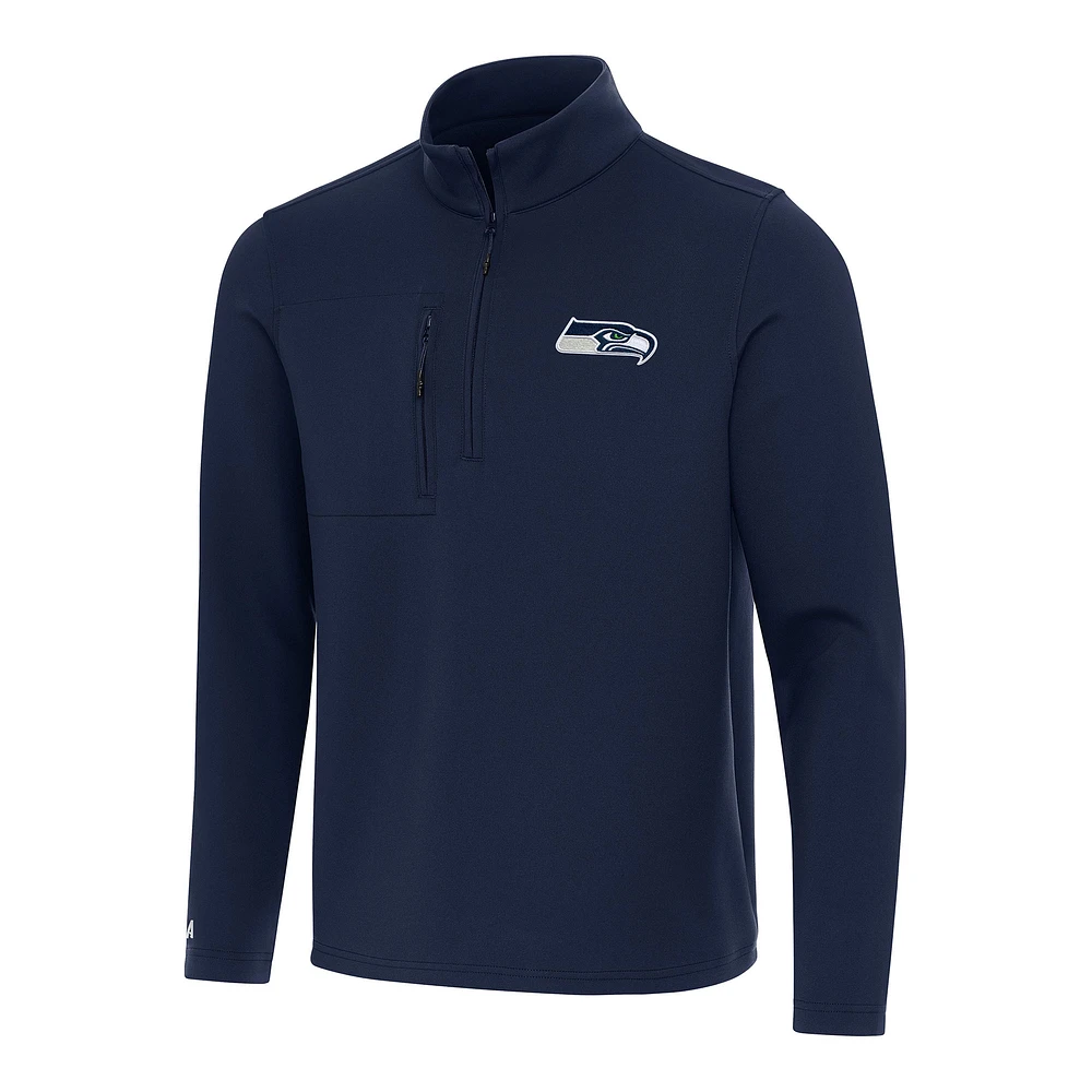Men's Antigua College Navy Seattle Seahawks Insider Quarter-Zip Pullover Top