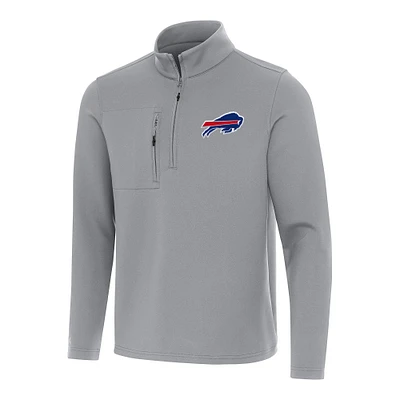 Men's Antigua Gray Buffalo Bills Insider Quarter-Zip Pullover Top