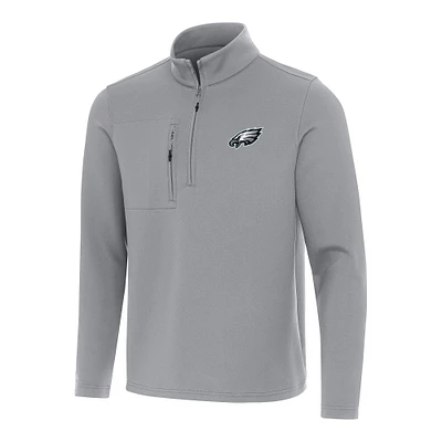 Men's Antigua Gray Philadelphia Eagles Insider Quarter-Zip Pullover Top