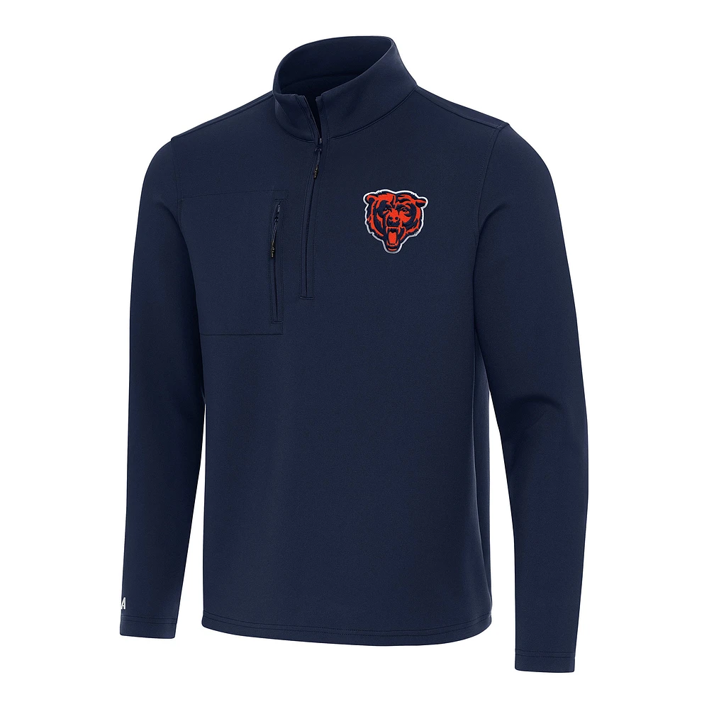 Men's Antigua Navy Chicago Bears Bear Logo Insider Quarter-Zip Pullover Top