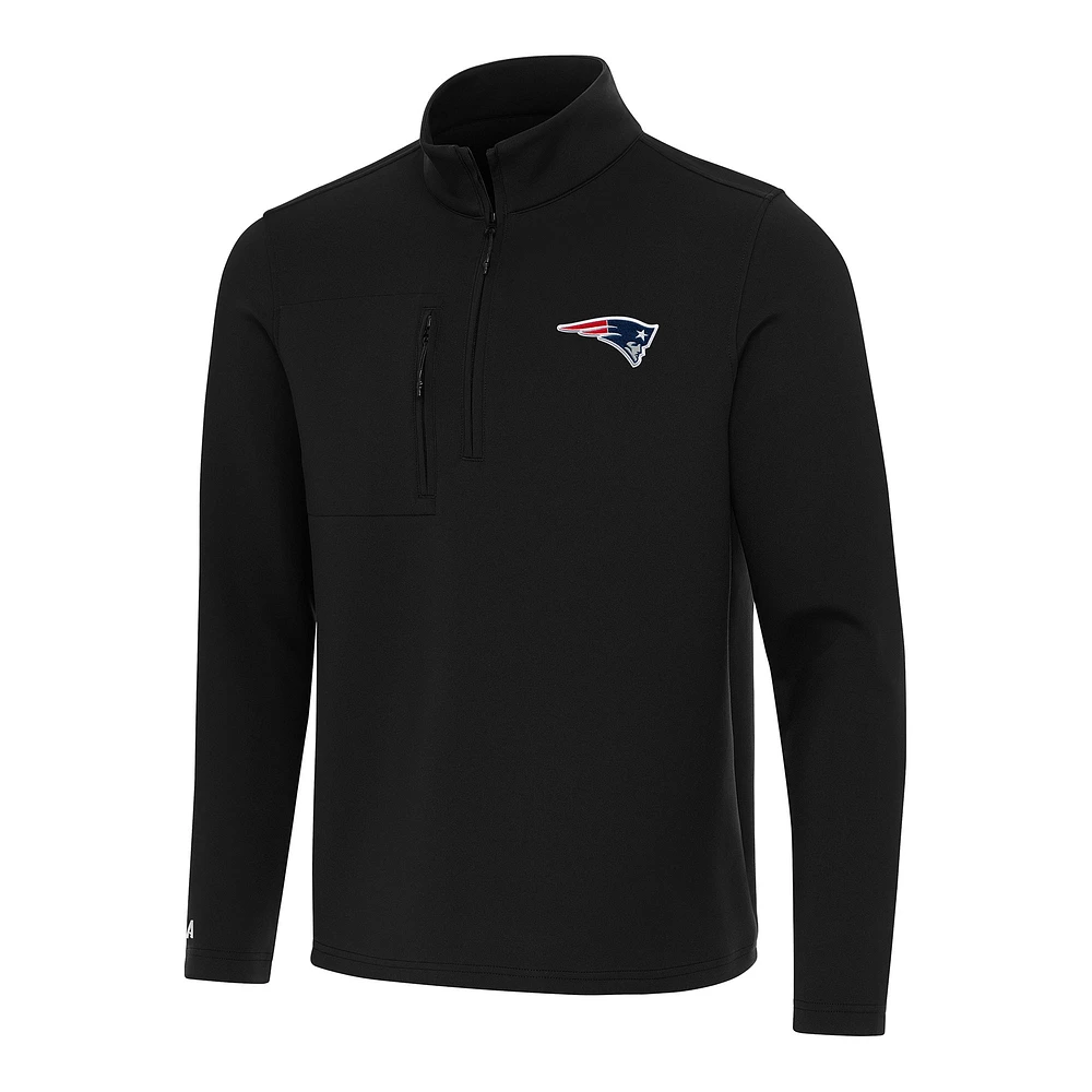 Men's Antigua Black New England Patriots Insider Quarter-Zip Pullover Top