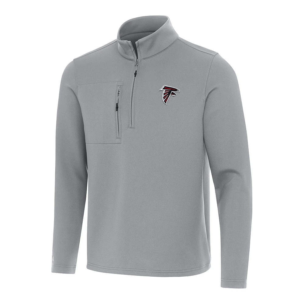 Men's Antigua Gray Atlanta Falcons Insider Quarter-Zip Pullover Top