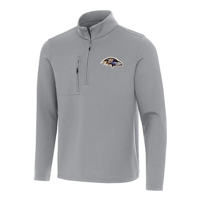 Men's Antigua Gray Baltimore Ravens Insider Quarter-Zip Pullover Top