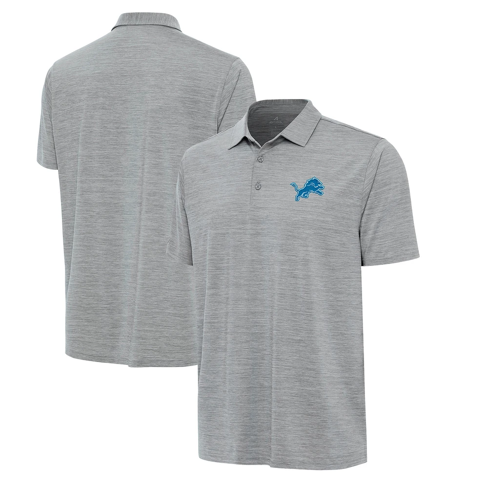 Men's Antigua Heather Gray Detroit Lions Layout Polo