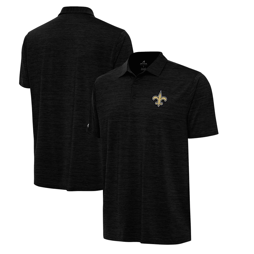 Men's Antigua Heather Black New Orleans Saints Layout Polo