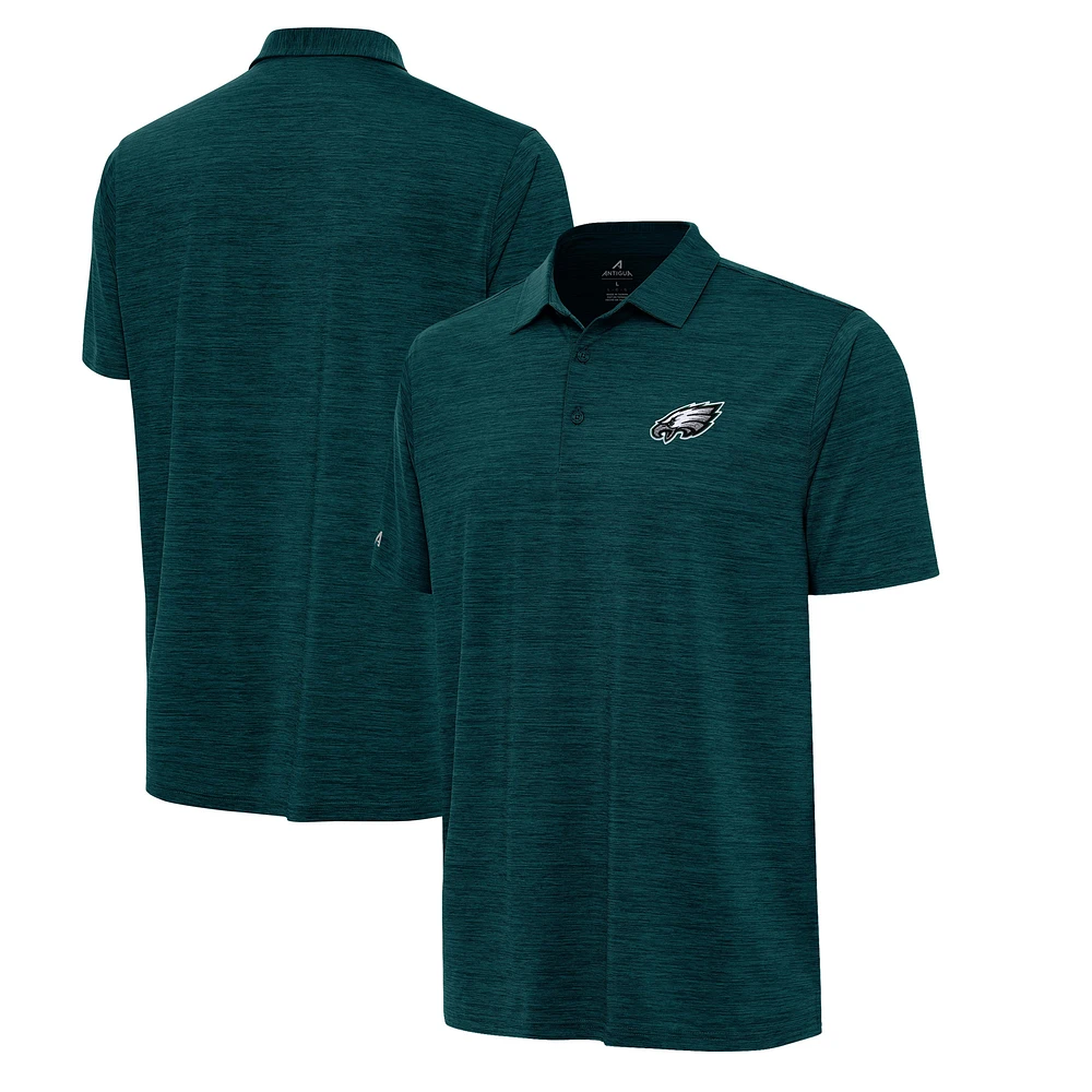 Men's Antigua Heather Midnight Green Philadelphia Eagles Layout Polo
