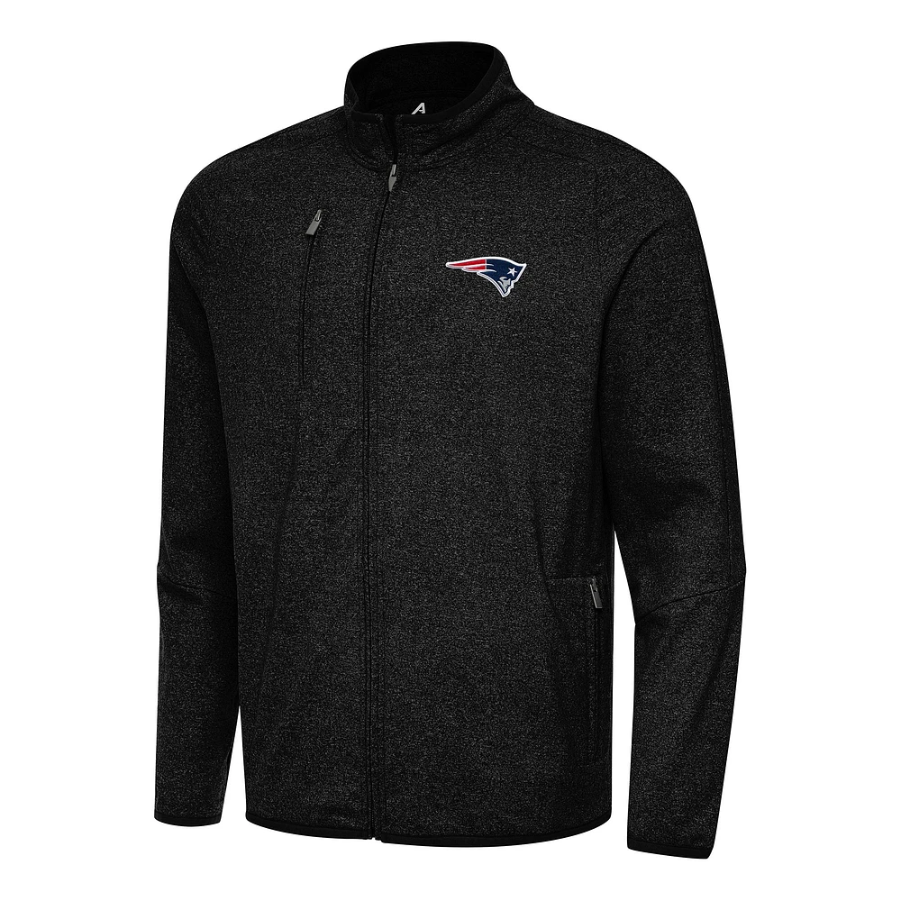 Men's Antigua Heather New England Patriots Hold-Up Tri-Blend Full-Zip Jacket