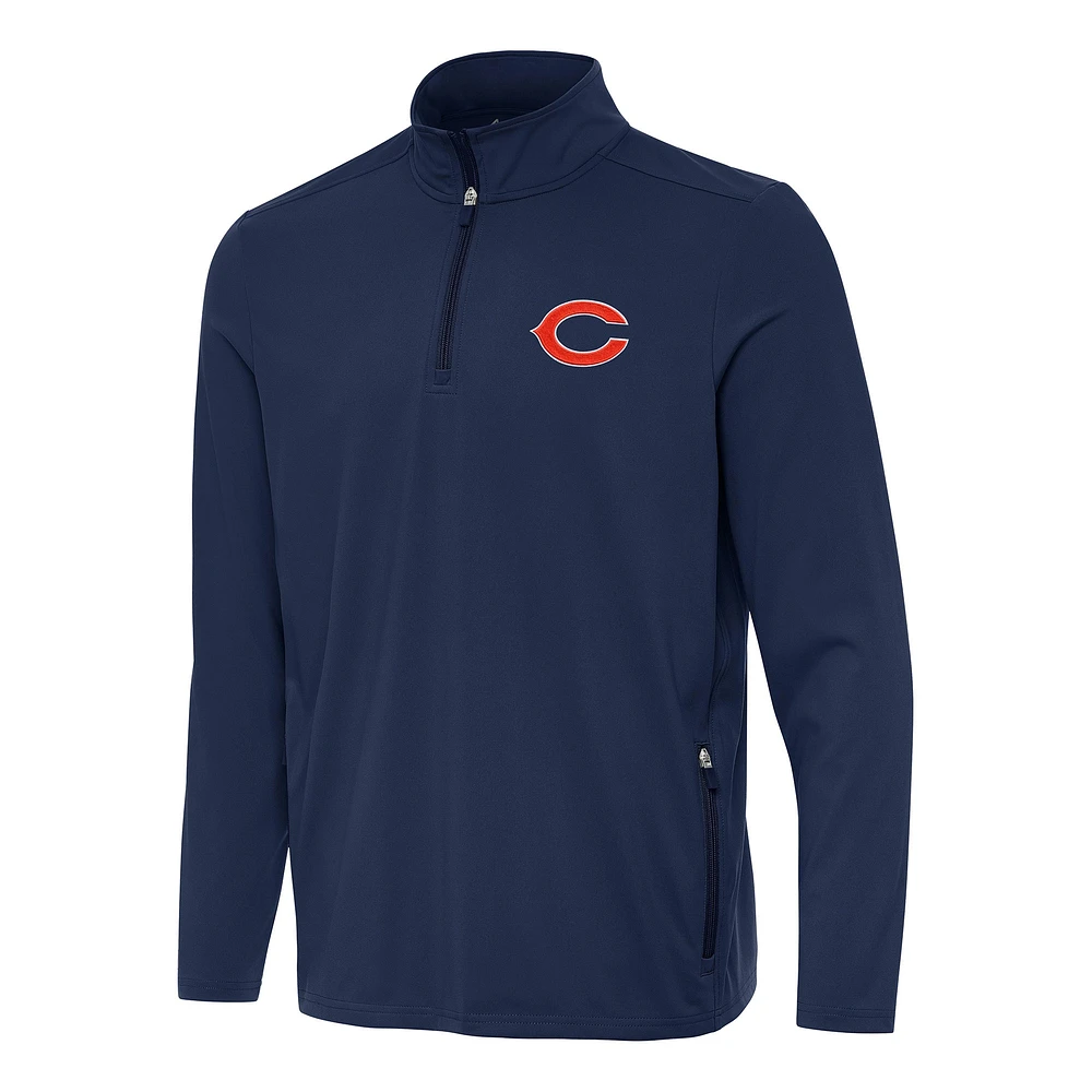 Men's Antigua Navy Chicago Bears Perilous Quarter-Zip Pullover Top