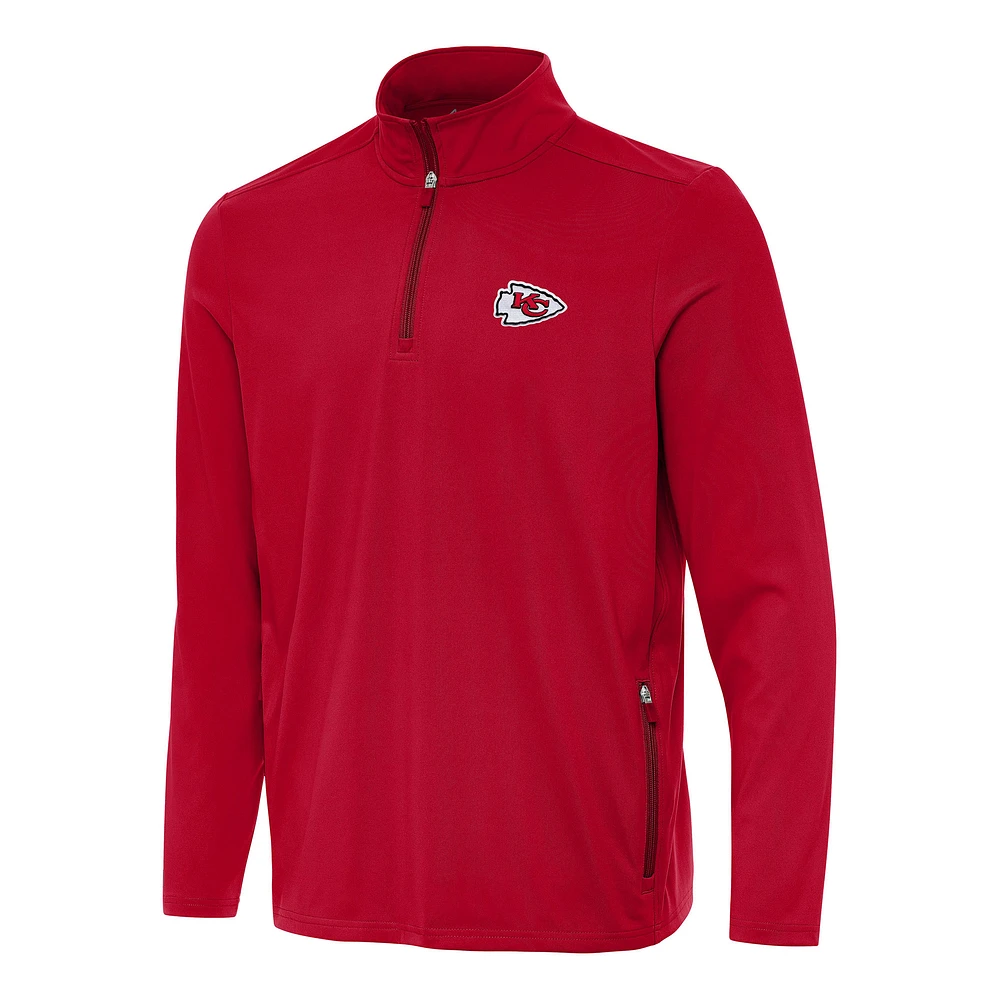 Men's Antigua Red Kansas City Chiefs Perilous Quarter-Zip Pullover Top