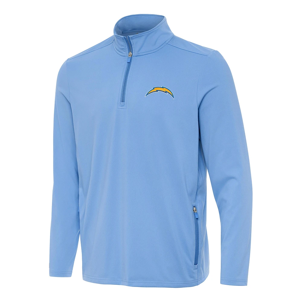 Men's Antigua Powder Blue Los Angeles Chargers Perilous Quarter-Zip Pullover Top