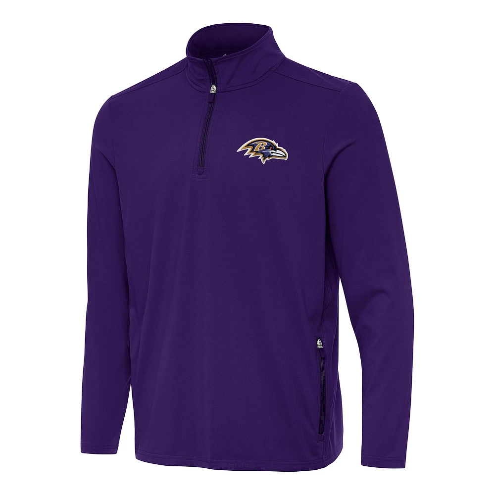 Men's Antigua Purple Baltimore Ravens Perilous Quarter-Zip Pullover Top