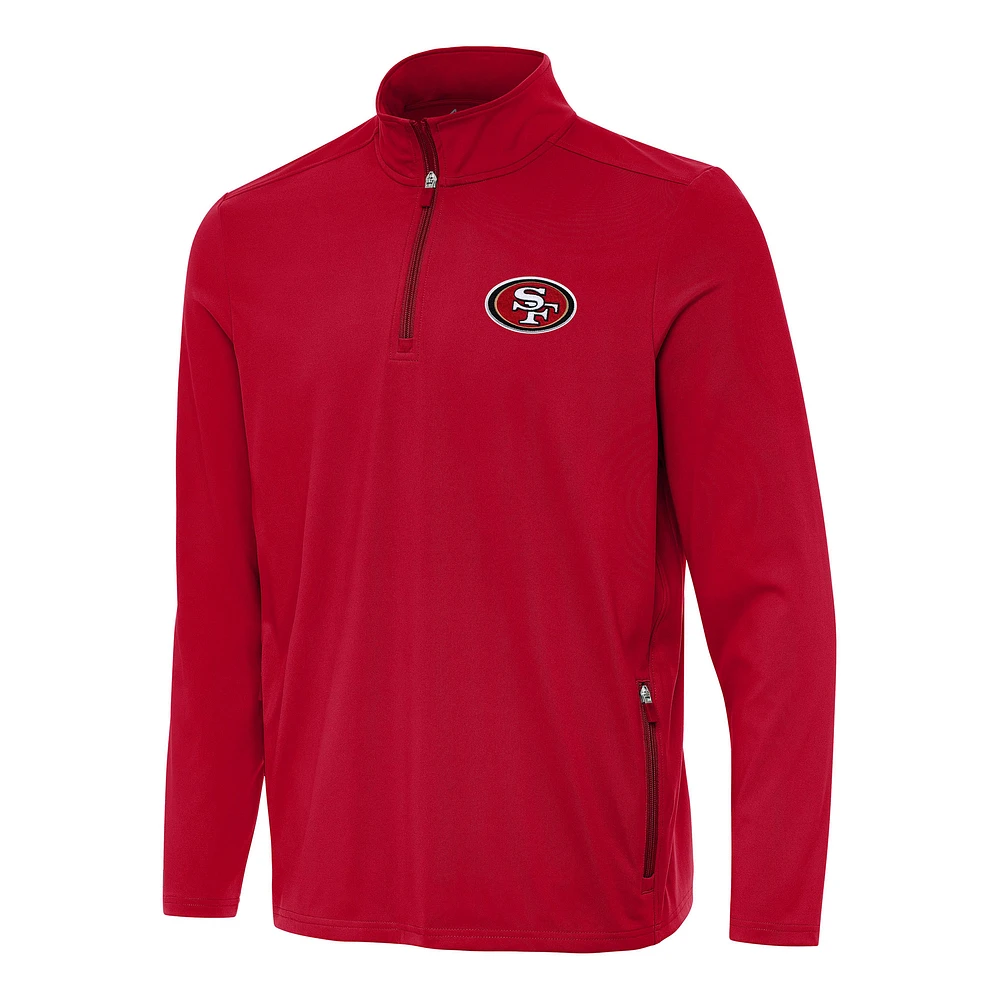 Men's Antigua Scarlet San Francisco 49ers Perilous Quarter-Zip Pullover Top