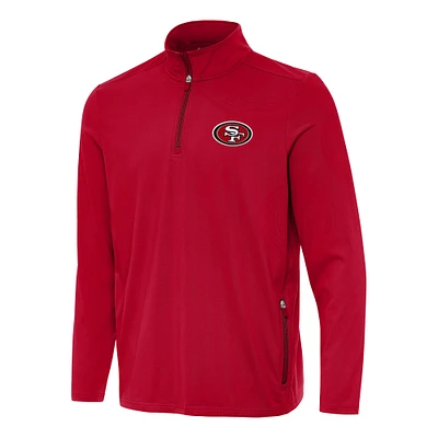 Men's Antigua Scarlet San Francisco 49ers Perilous Quarter-Zip Pullover Top